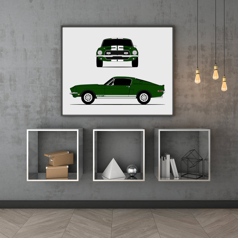 Ford Mustang 1968 Shelby GT500KR (Front and Side) Cobra Poster