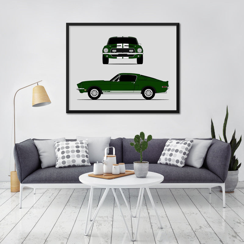 Ford Mustang 1968 Shelby GT500KR (Front and Side) Cobra Poster