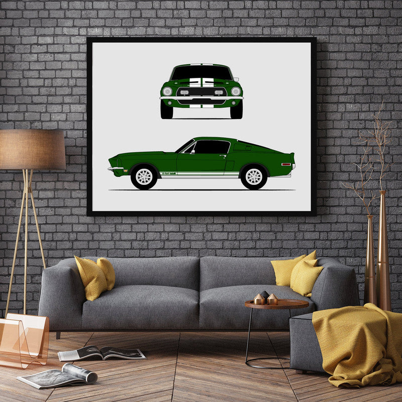 Ford Mustang 1968 Shelby GT500KR (Front and Side) Cobra Poster