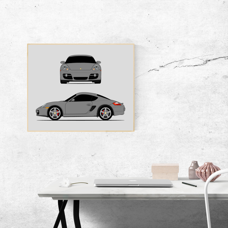 Porsche Cayman S 987 (2005-2008) (Front and Side) Poster