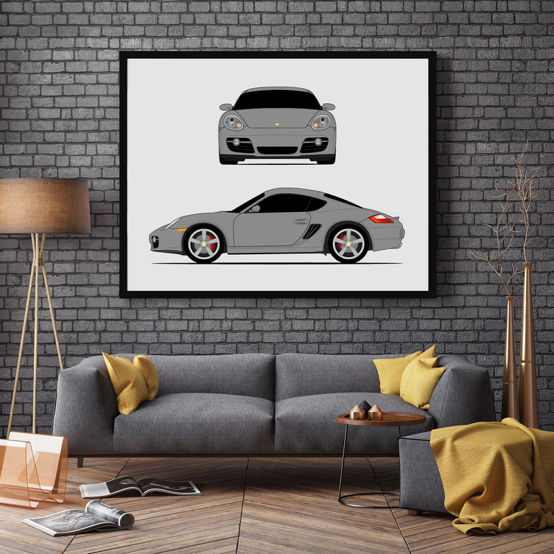 Porsche Cayman S 987 (2005-2008) (Front and Side) Poster