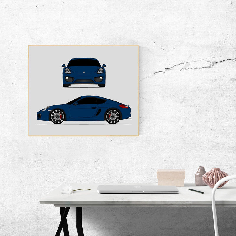 Porsche Cayman S 981 (2012-2016) (Front and Side) Poster