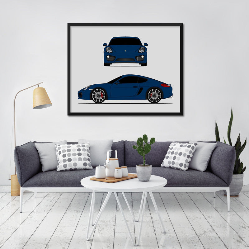 Porsche Cayman S 981 (2012-2016) (Front and Side) Poster