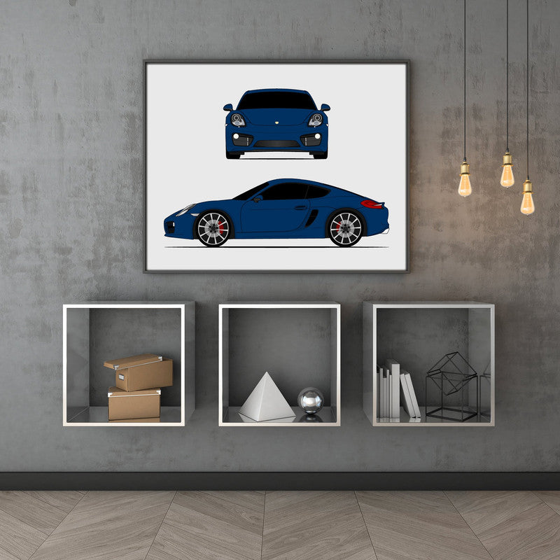 Porsche Cayman S 981 (2012-2016) (Front and Side) Poster