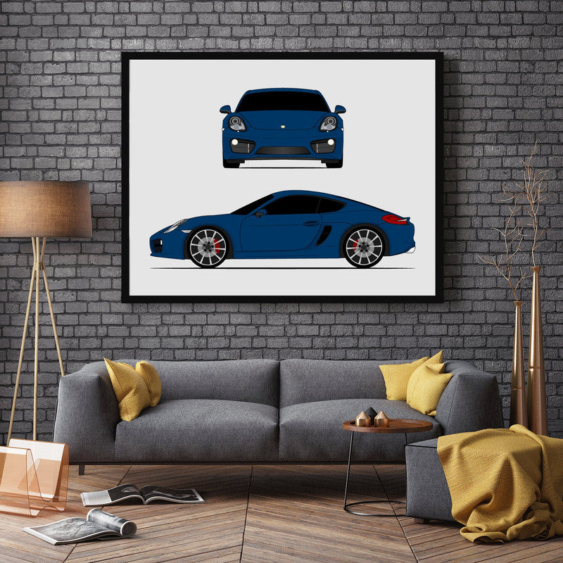 Porsche Cayman S 981 (2012-2016) (Front and Side) Poster