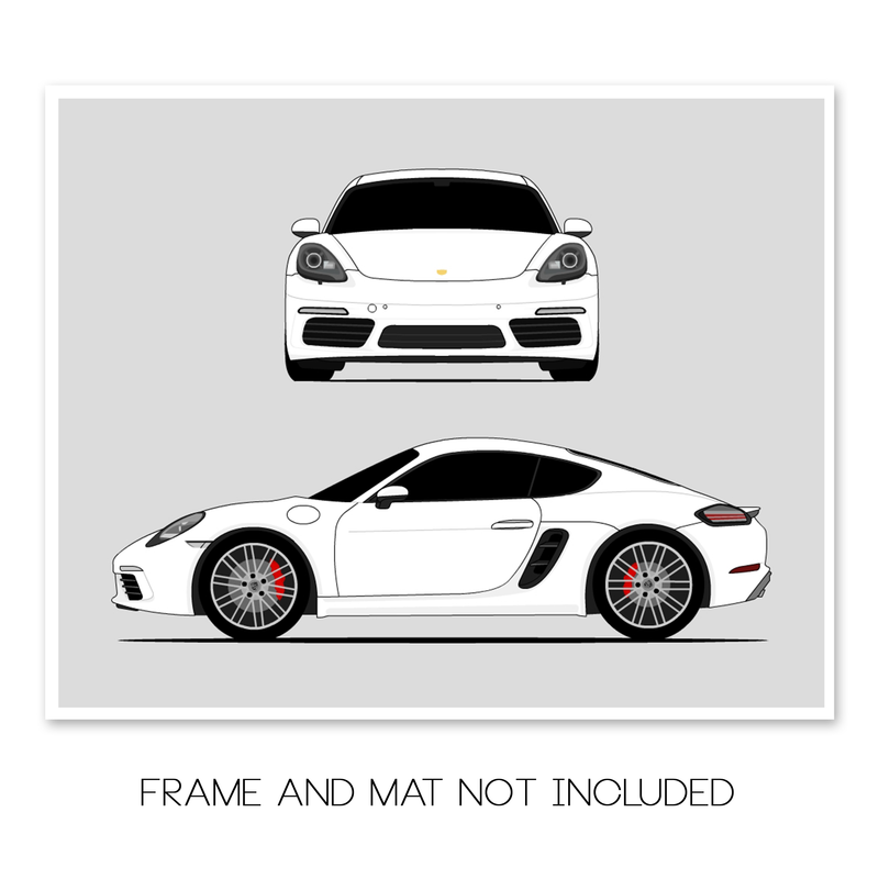 Porsche Cayman S 718 (2016-2020) (Front and Side) Poster