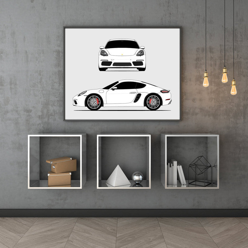 Porsche Cayman S 718 (2016-2020) (Front and Side) Poster