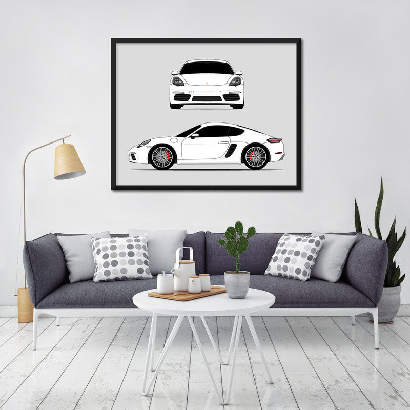 Porsche Cayman S 718 (2016-2020) (Front and Side) Poster