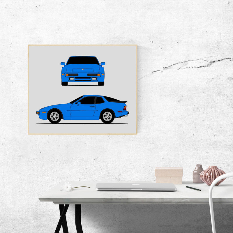 Porsche 944 (1983-1985) (Front and Side) Poster