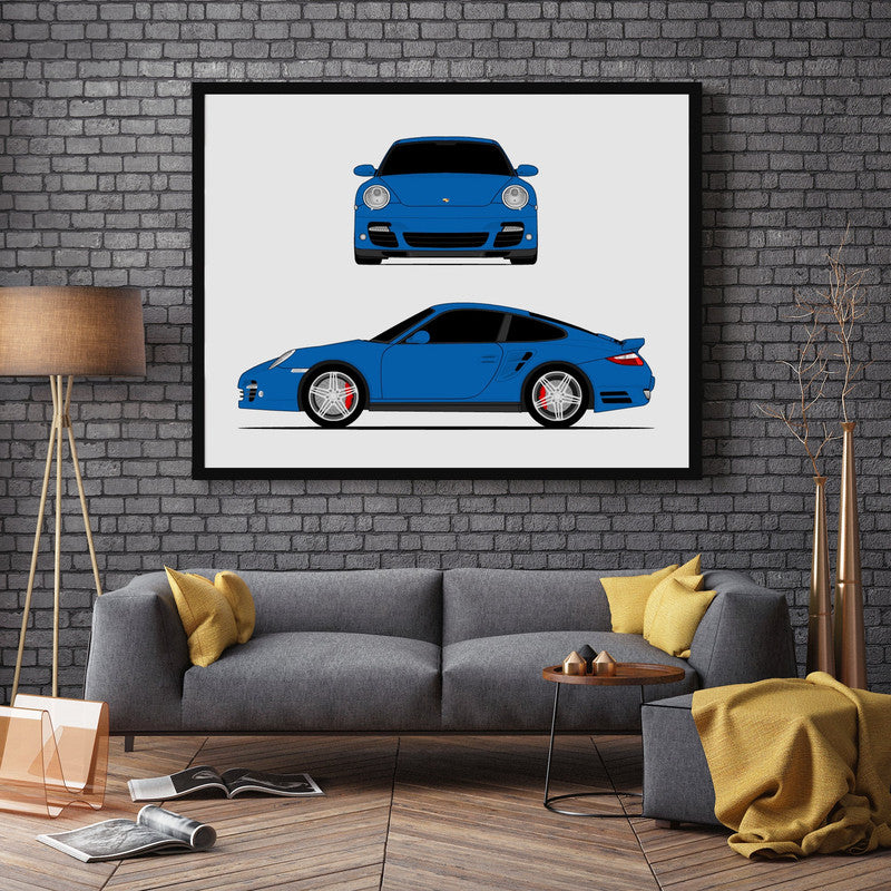 Porsche 911 Turbo (2006-2009) 997.1 (Front and Side) Poster