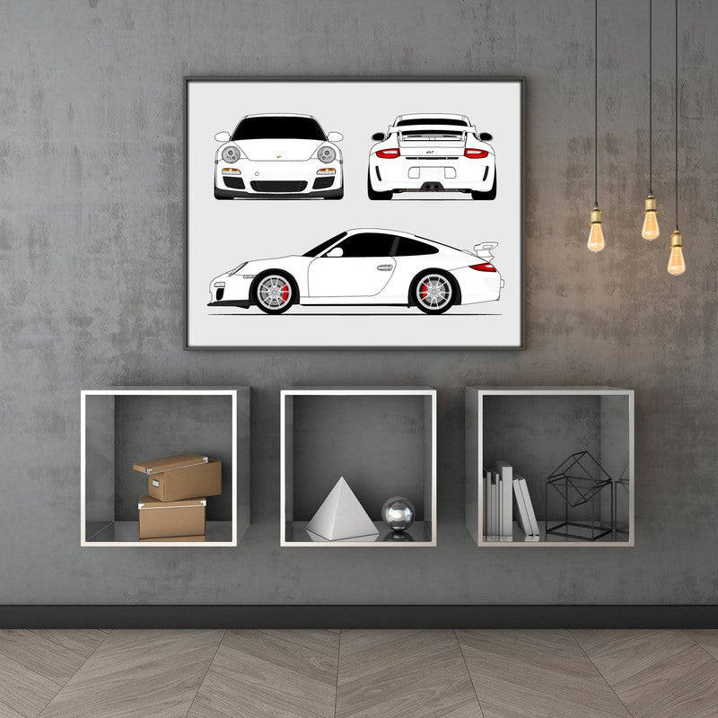 Porsche 911 GT3 (2009-2012) 997.2 (Front, Side, Rear) Poster