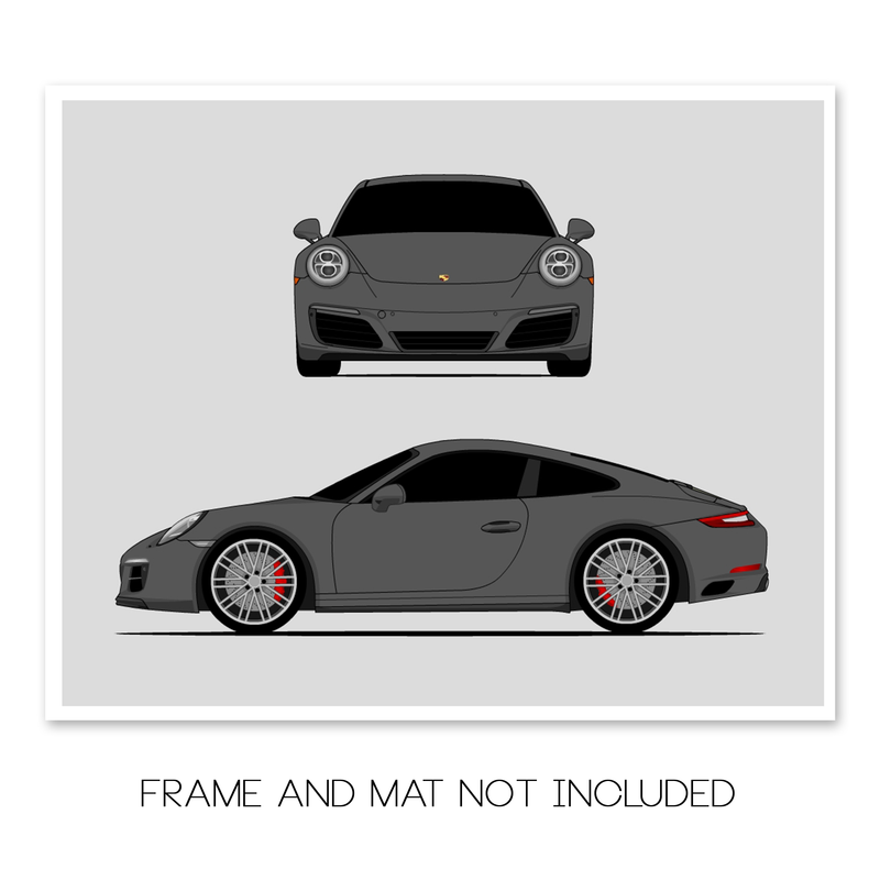 Porsche 911 Carrera (2015-2018) 991.2 (Front and Side) Poster