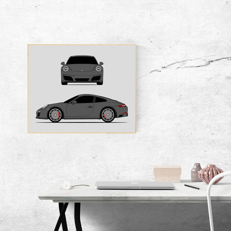 Porsche 911 Carrera (2015-2018) 991.2 (Front and Side) Poster