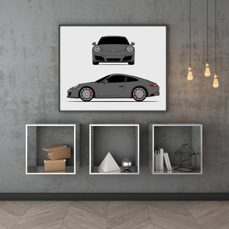 Porsche 911 Carrera (2015-2018) 991.2 (Front and Side) Poster
