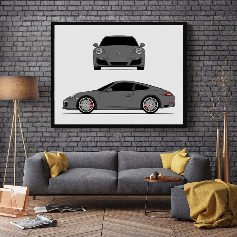 Porsche 911 Carrera (2015-2018) 991.2 (Front and Side) Poster