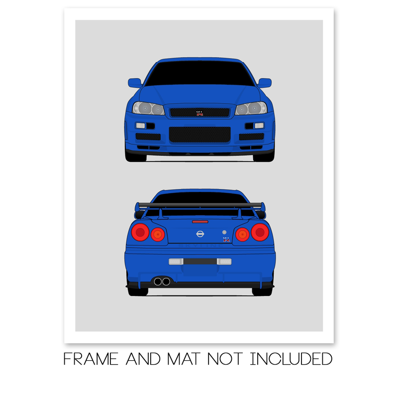Nissan Skyline GT-R R34 (1998-2002) (Front and Rear) from the Fast and the Furious Poster
