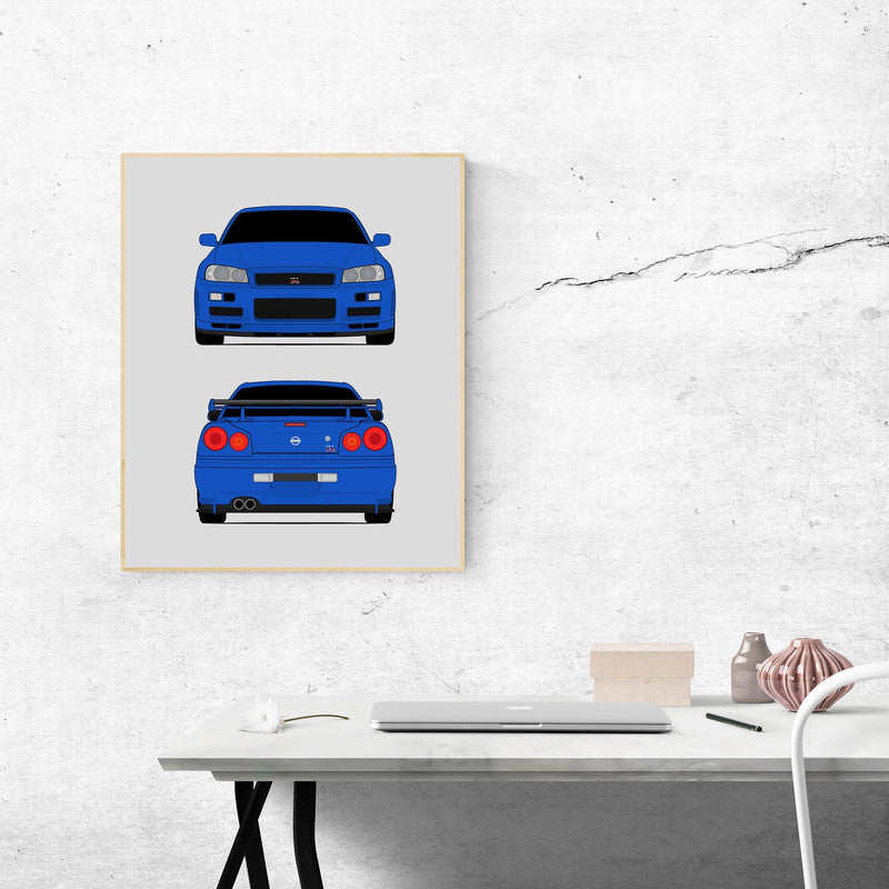 Nissan Skyline GT-R R34 (1998-2002) (Front and Rear) from the Fast and the Furious Poster