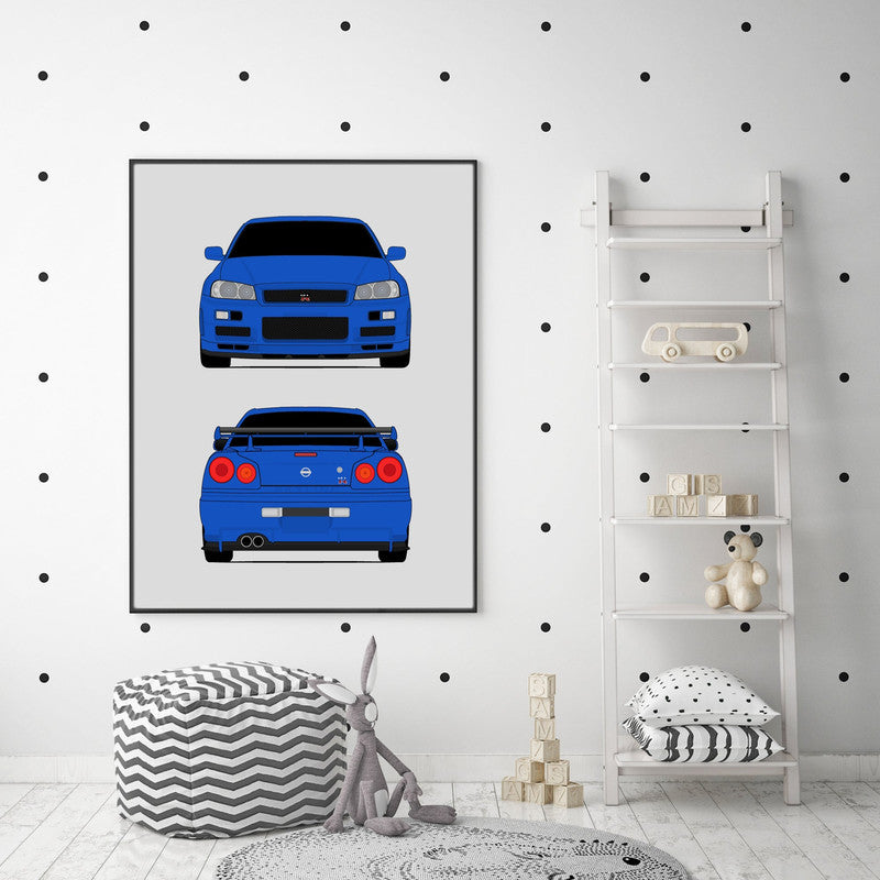 Nissan Skyline GT-R R34 (1998-2002) (Front and Rear) from the Fast and the Furious Poster