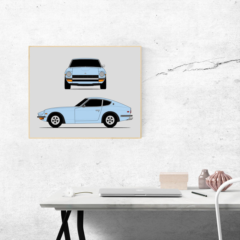 Datsun (Nissan) 240Z (1970-1973) (Front and Side) Poster