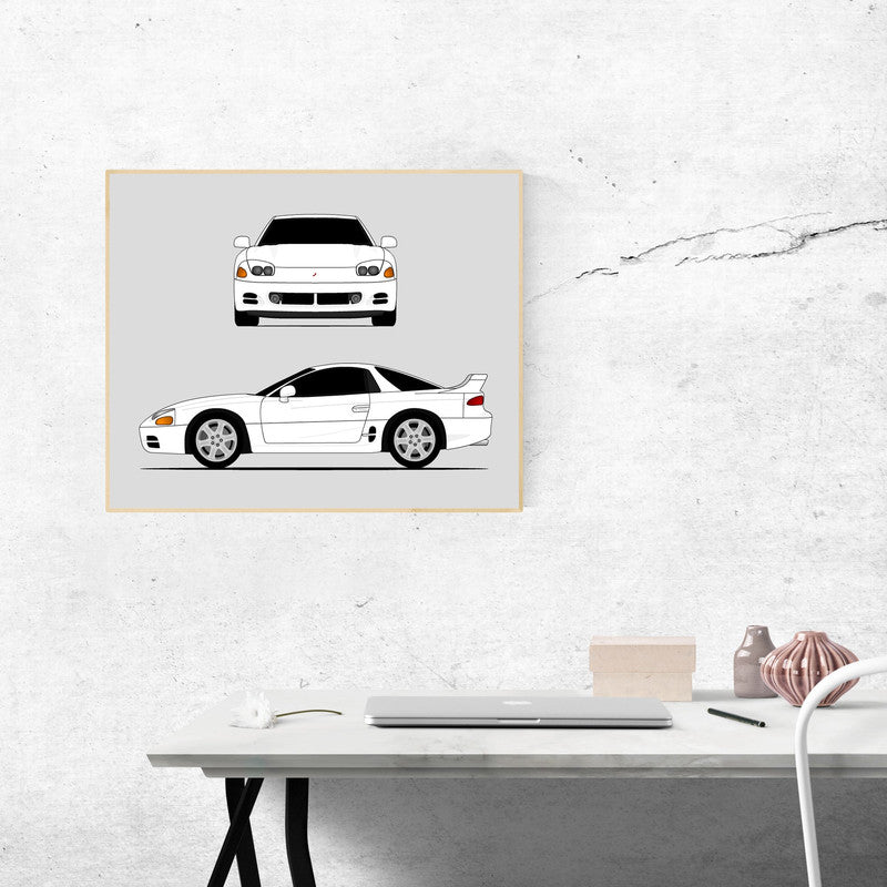 Mitsubishi 3000GT (GTO) (1994-1997) (Front and Side) Poster