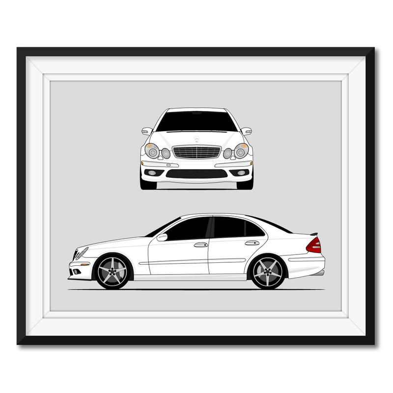 Mercedes-Benz E55 W211 (2003-2006) (Front and Side) Poster