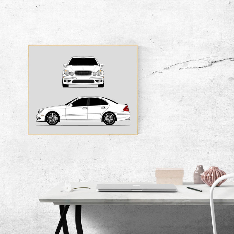 Mercedes-Benz E55 W211 (2003-2006) (Front and Side) Poster