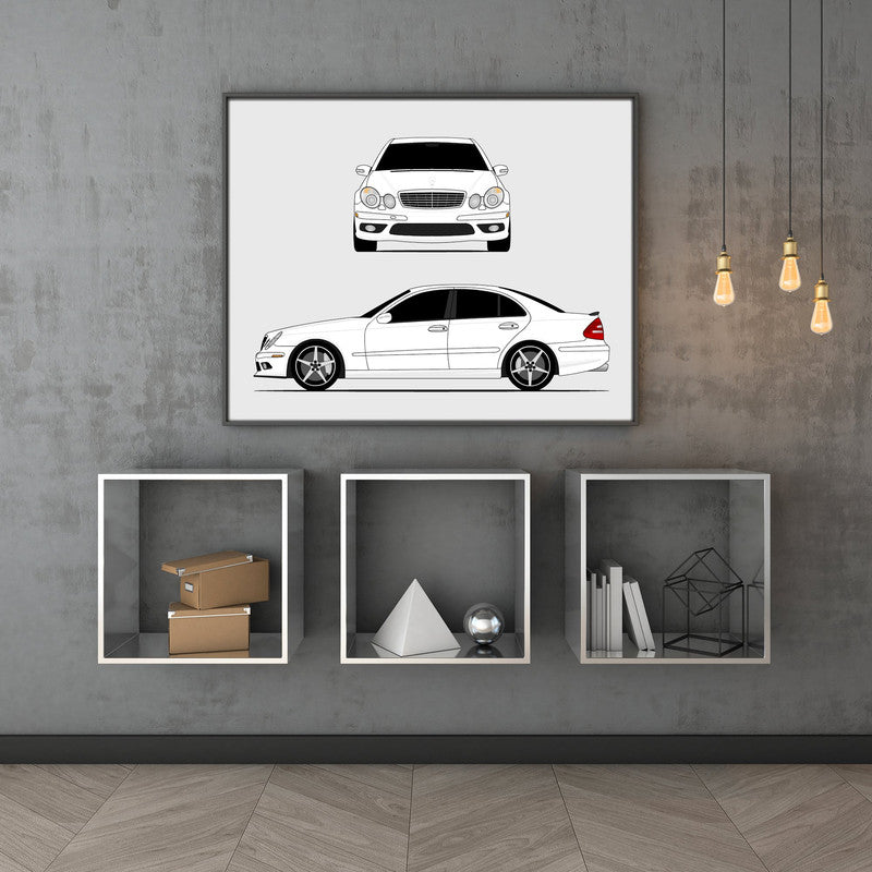 Mercedes-Benz E55 W211 (2003-2006) (Front and Side) Poster