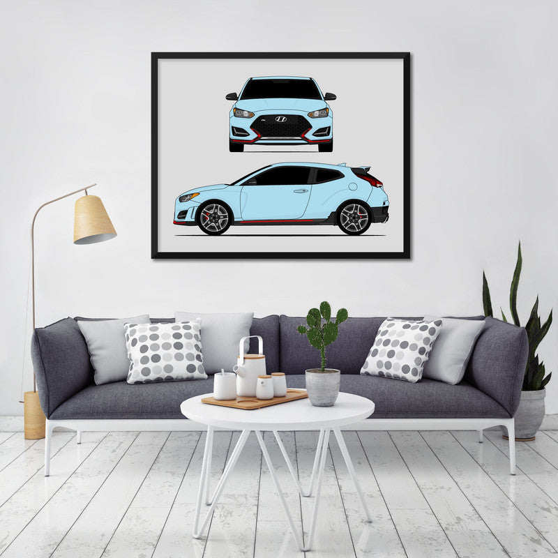 Hyundai Veloster N (2019-Present) (Front and Side) Poster