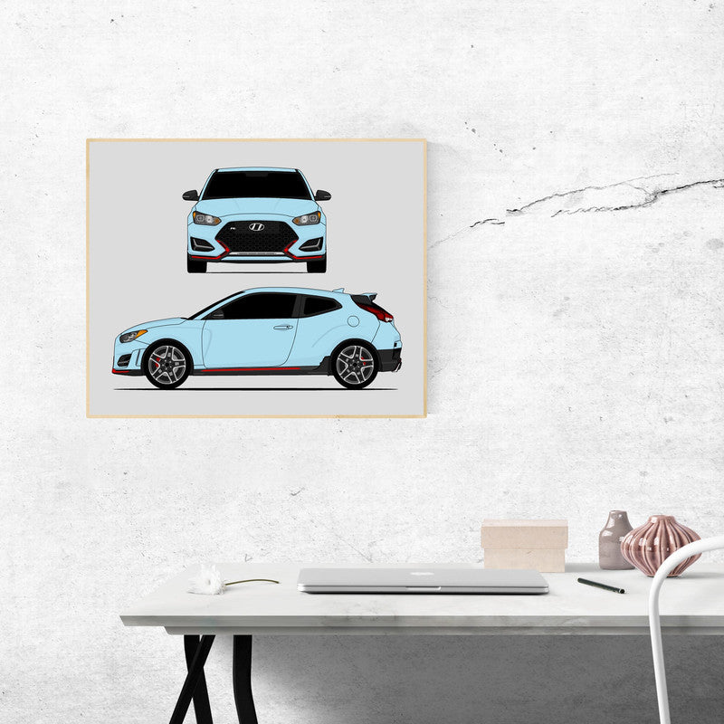 Hyundai Veloster N (2019-Present) (Front and Side) Poster