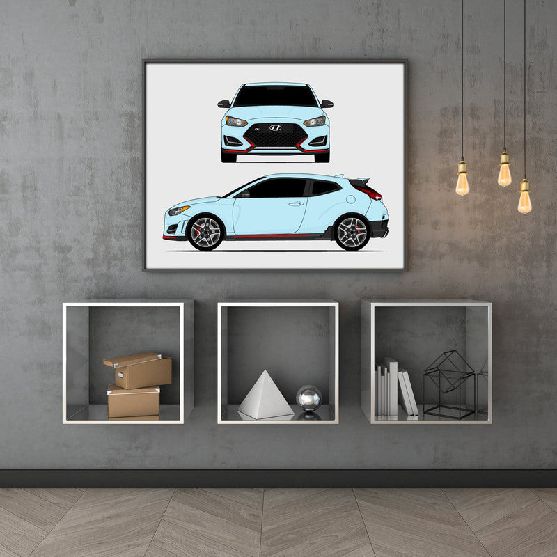 Hyundai Veloster N (2019-Present) (Front and Side) Poster
