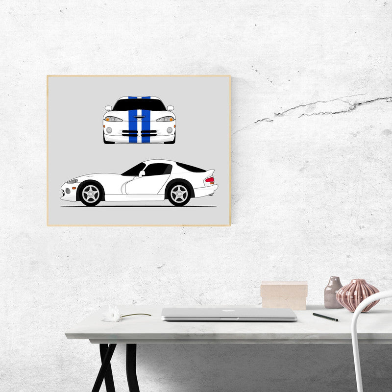 Dodge Viper SR II (1996-2002) (Front and Side) 2nd Generation Poster