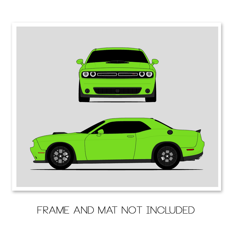 Dodge Challenger R/T Shaker Hood Scoop (2015-2017) Gen 3 (Front and Side) Poster