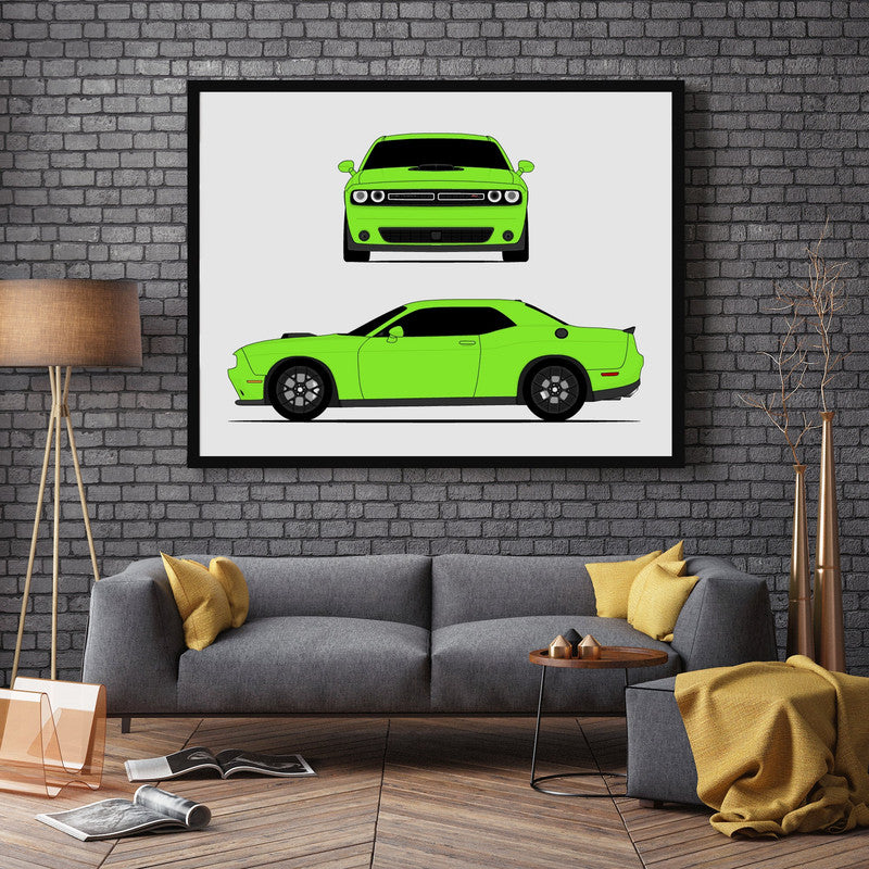 Dodge Challenger R/T Shaker Hood Scoop (2015-2017) Gen 3 (Front and Side) Poster