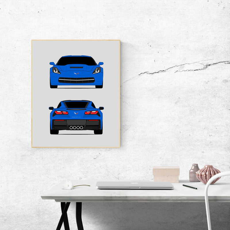 Chevy Corvette Z51 Stingray (2014-2019) (Front and Rear) Poster