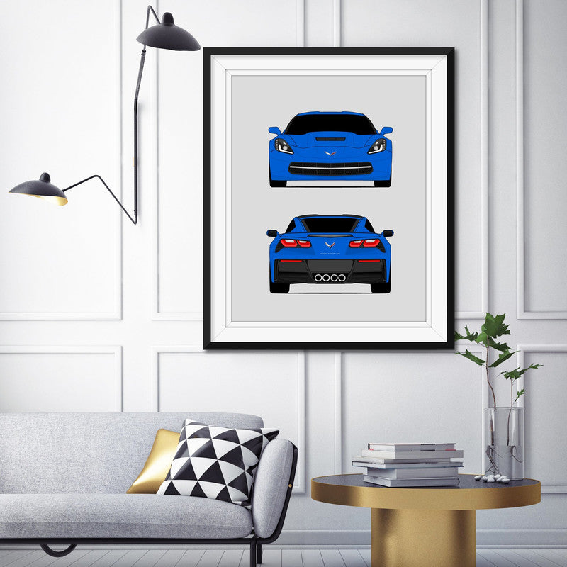 Chevy Corvette Z51 Stingray (2014-2019) (Front and Rear) Poster