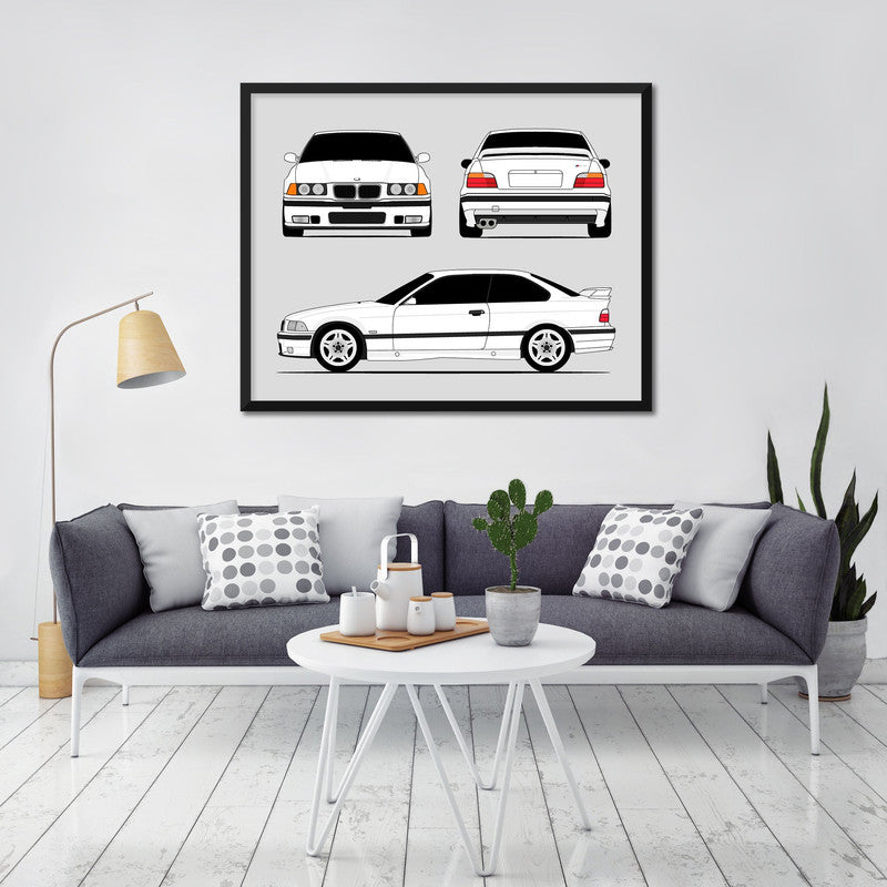 BMW M3 E36 (1995-1999) (Front, Side, Rear) Poster