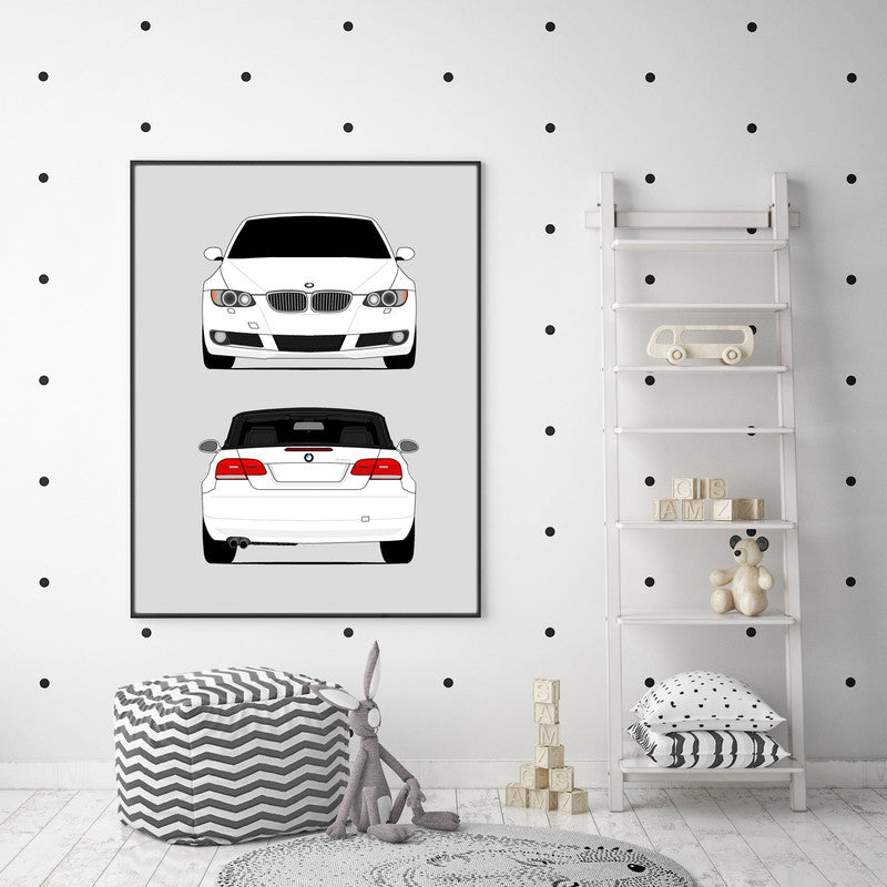 BMW E92 E93 328i Convertible (2007-2010) (Front and Rear) Poster