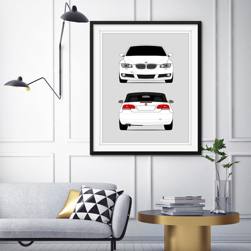 BMW E92 E93 328i Convertible (2007-2010) (Front and Rear) Poster