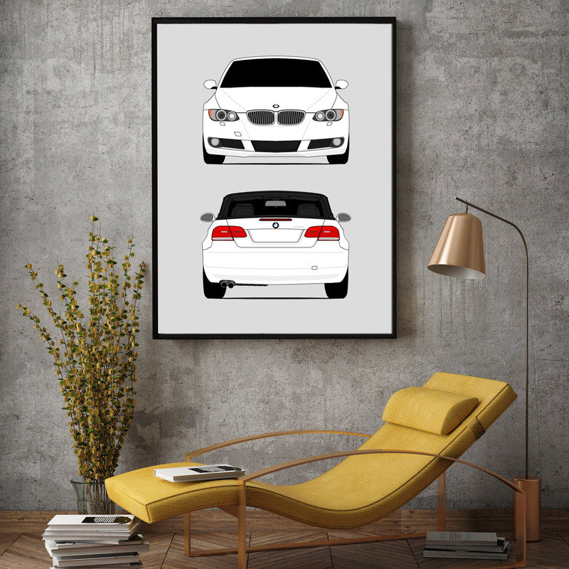 BMW E92 E93 328i Convertible (2007-2010) (Front and Rear) Poster
