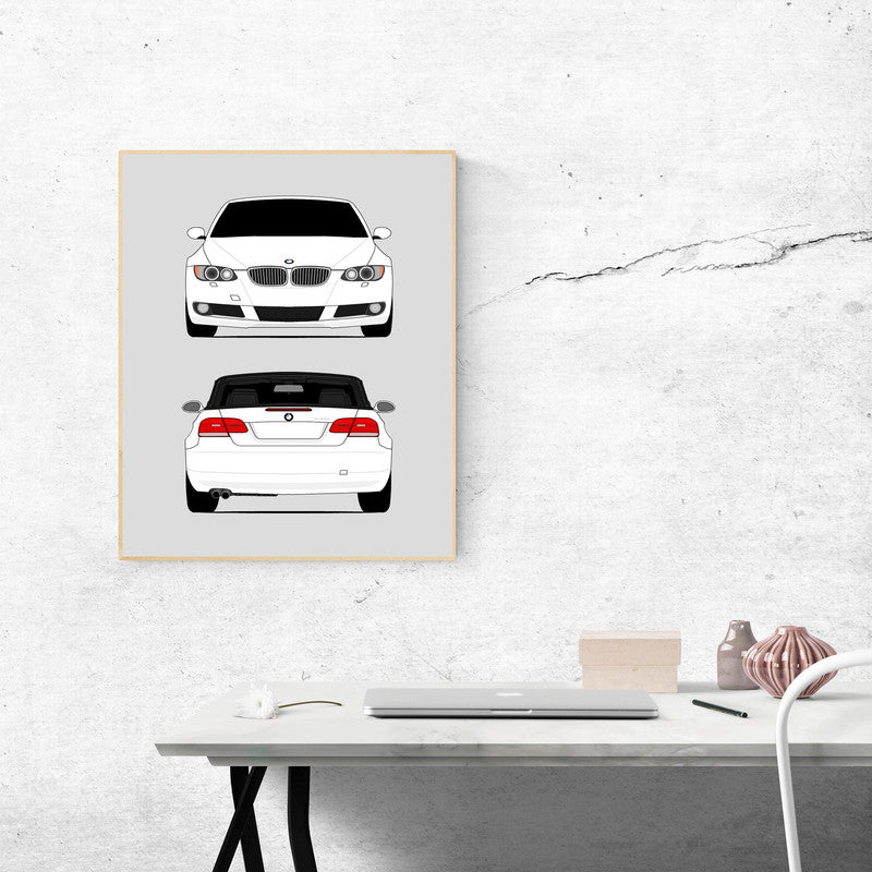 BMW E92 E93 328i Convertible (2007-2010) (Front and Rear) Poster