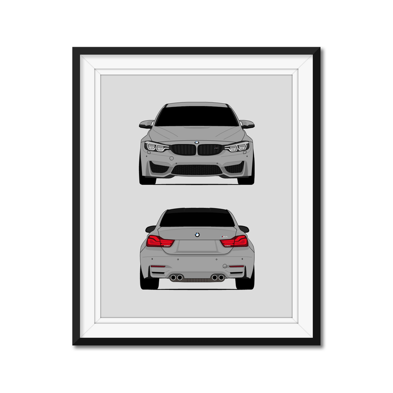 BMW M4 F82 (2018-2020) (Front and Rear) Poster