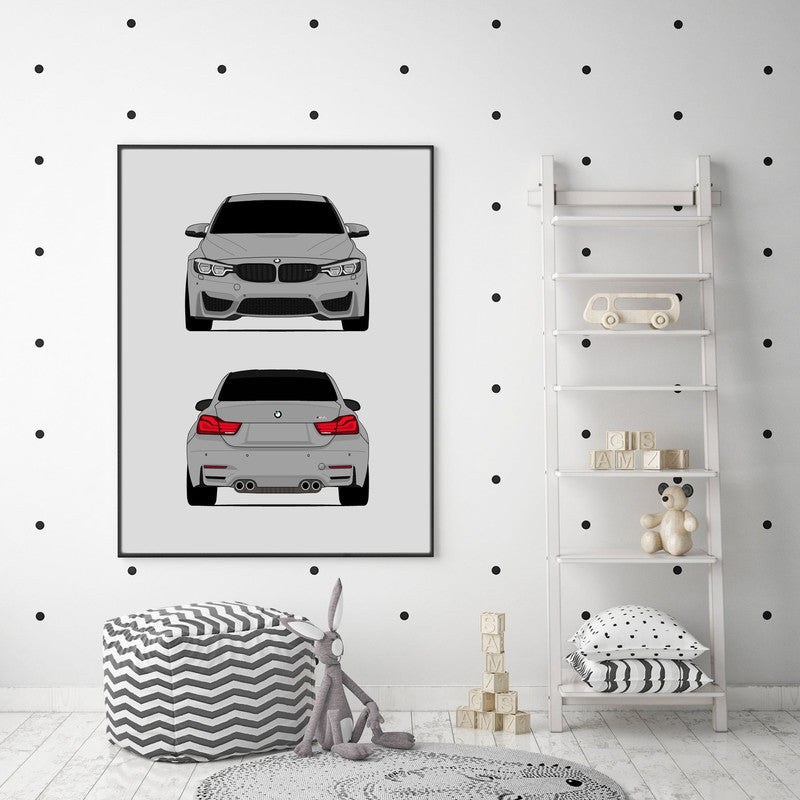 BMW M4 F82 (2018-2020) (Front and Rear) Poster