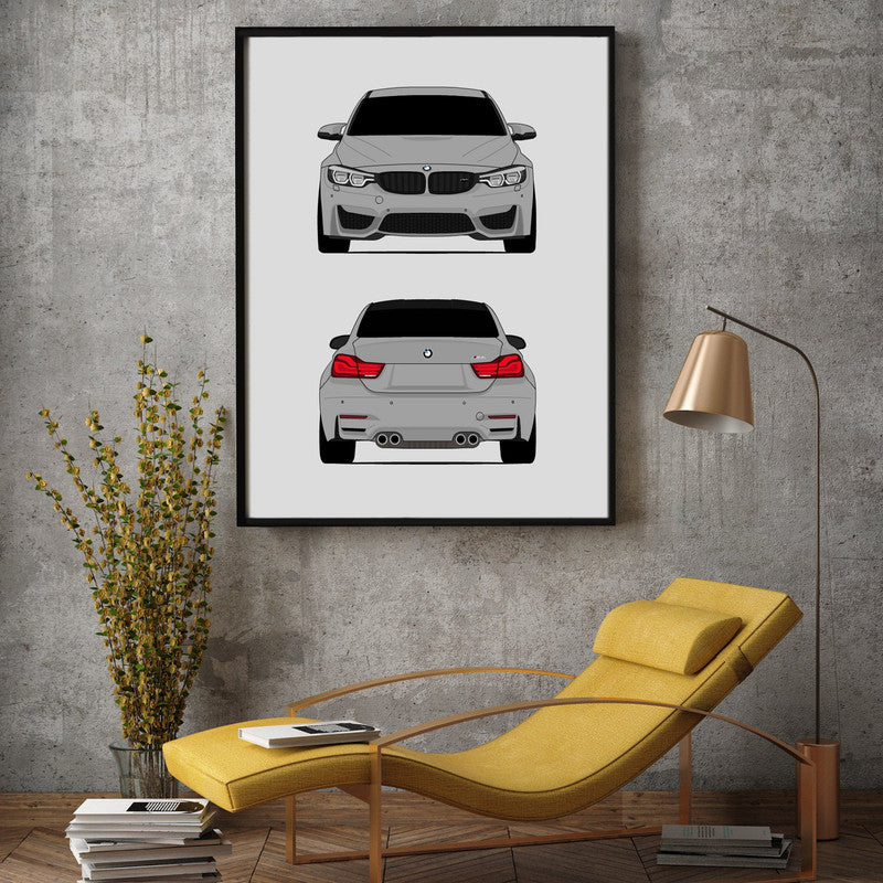 BMW M4 F82 (2018-2020) (Front and Rear) Poster