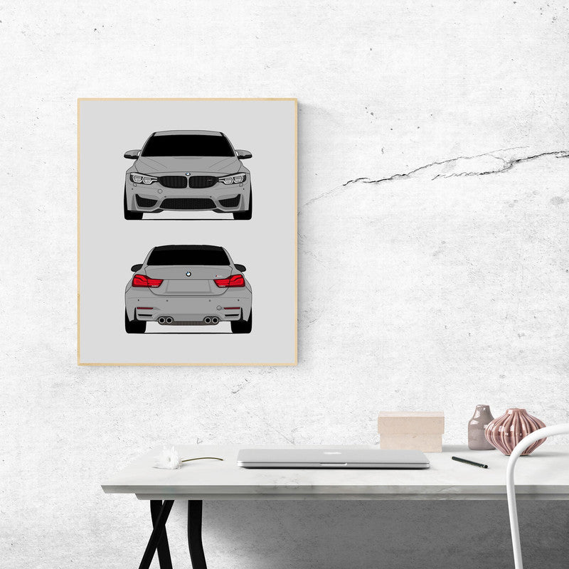 BMW M4 F82 (2018-2020) (Front and Rear) Poster