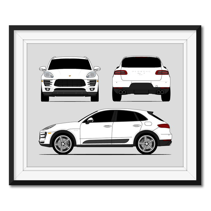 Porsche Macan Turbo S 95B (2014-2018) (Front Side Rear) Poster