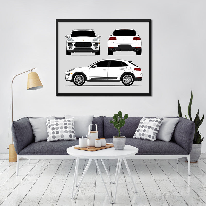 Porsche Macan Turbo S 95B (2014-2018) (Front Side Rear) Poster