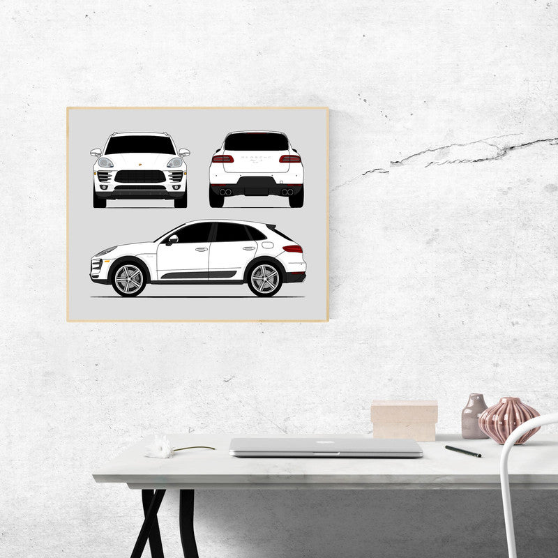 Porsche Macan Turbo S 95B (2014-2018) (Front Side Rear) Poster