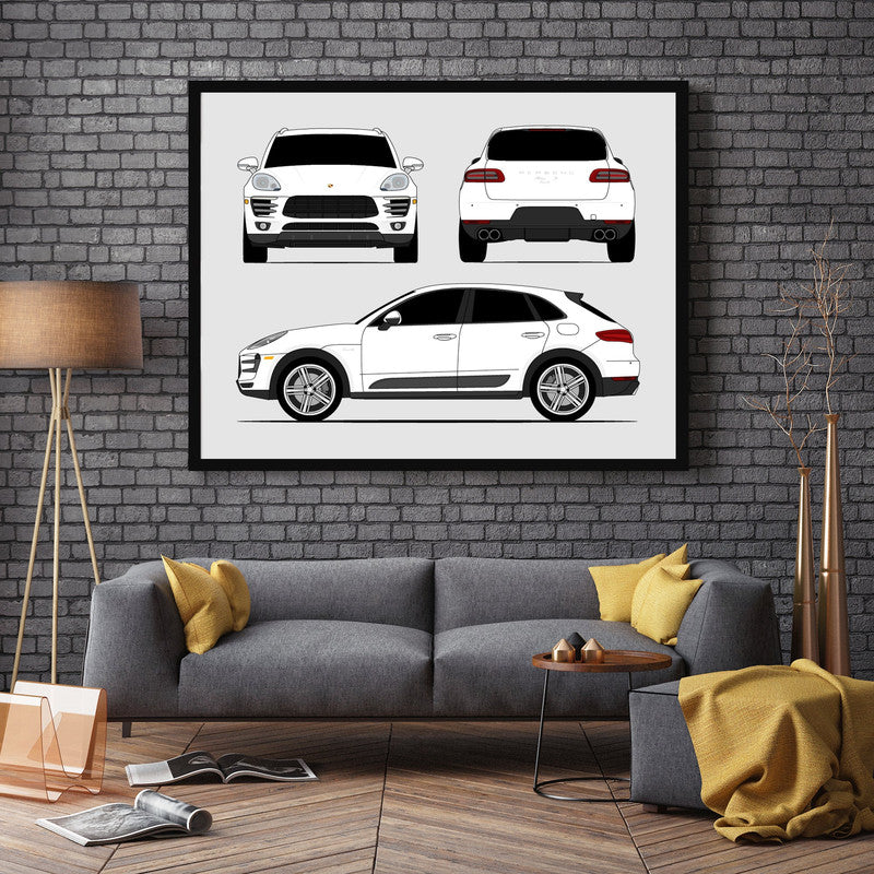 Porsche Macan Turbo S 95B (2014-2018) (Front Side Rear) Poster