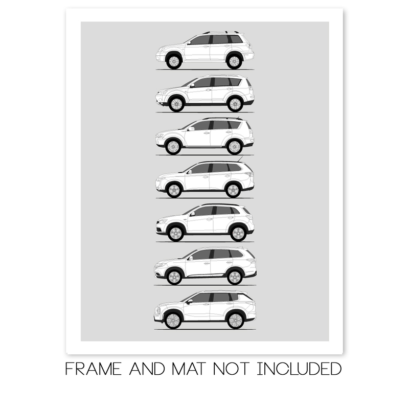 Mitsubishi Outlander Generations History and Evolution Poster (Side Profile)