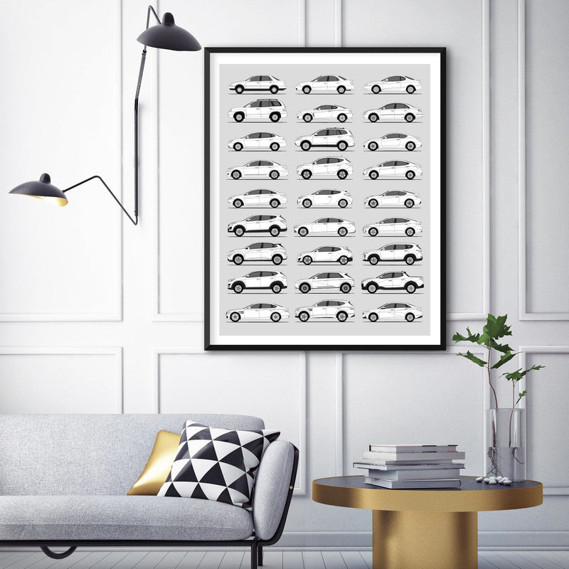 Hyundai History and Evolution Poster (Side Profile)